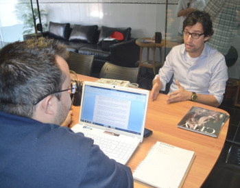 André, filho do candidato Paulo Skaf, visitou a sede da FOLHA, em LOUVEIRA
