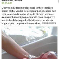 REGIÃO: Suposta Venda de bebe mobiliza internautas