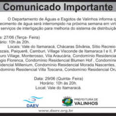Utilidade Pública – Comunicado DAEV 23/06/2017