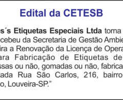 Utilidade Pública – Edital Cetesb 08/06/2017
