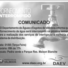 Utilidade Pública – Comunicado DAEV 27/07/2017