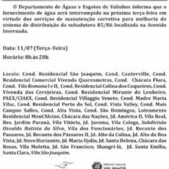 Utilidade Pública – Comunicado DAEV 07/07/2017