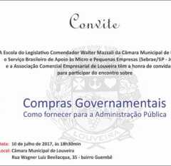 Câmara de Louveira convida para Encontro sobre Compras Governamentais, dia 10. Participe!
