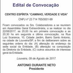 Utilidade Pública – Edital de Convocação 15/08/2017