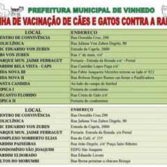 VINHEDO/LOUVEIRA: Campanha de vacinação contra a raiva prossegue neste final de semana