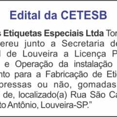 Utilidade Pública – Edital Cetesb 21/09/2017