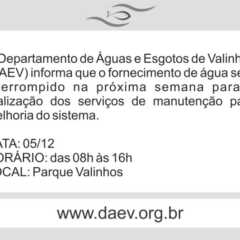 Utilidade Pública – Comunicado DAEV 30/11/2017