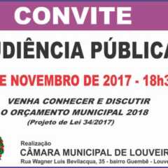 Câmara de Louveira convida para Audiência Pública, dia 27 de Novembro