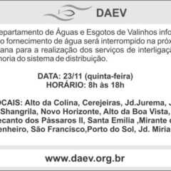 Utilidade Pública – Comunicado DAEV 21/11/2017