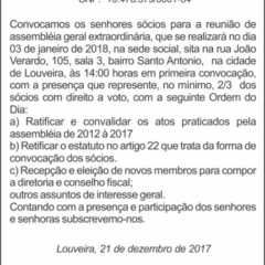 Utilidade Pública – Edital de Convocação Assembléia Geral