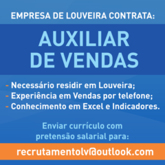 LOUVEIRA: Vaga de Emprego para Auxiliar de Vendas
