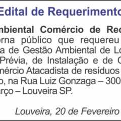 Utilidade Pública – Edital de Requerimento 20/02/2018
