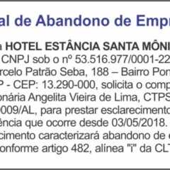 Utilidade Pública – Edital de Abandono de Emprego 27/06/2018