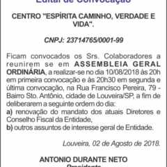 Utilidade Pública – Edital de Convocação