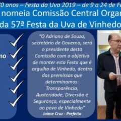 VINHEDO: Prefeito nomeia Comissão Central Organizadora da 57ª Festa da Uva