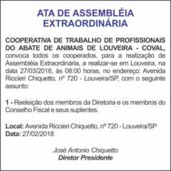 Utilidade Pública – ATA de Assembléia Extraordinária