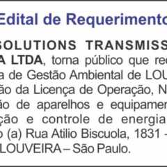 Utilidade Pública – Edital de Recebimento