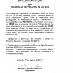 Utilidade Pública – Edital de Convocação AEVI