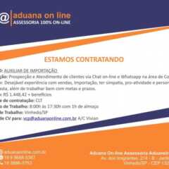 VINHEDO: Vaga de Emprego para Auxiliar de Importação