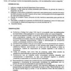Utilidade Pública – Edital de Convocação Assembleia Geral Ordinária do GRAPE VILLAGE