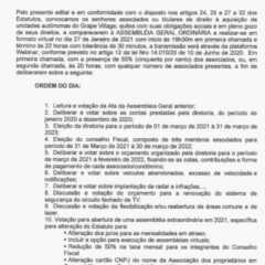 Utilidade Pública – Edital de Convocação Assembleia Geral Ordinária Associação dos Proprietários em Grape Village