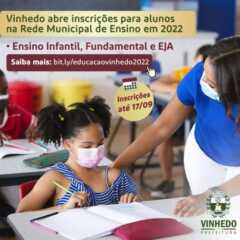 VINHEDO abre inscrições para alunos interessados em ingressar na escola pública em 2022