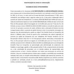 VINHEDO: EDITAL DE CONVOCAÇÃO DE ASSEMBLÉIA GERAL EXTRAORDINÁRIA – HH PARTICIPAÇÕES S.A. (EM RECUPERAÇÃO JUDICIAL)