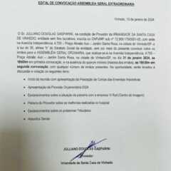 VINHEDO: Edital de Convocação Irmandade da Santa Casa de Vinhedo