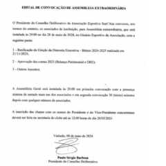 VINHEDO: Associação Esportiva Sant’Ana convoca para Assembleia Extraordinária