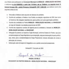 VINHEDO: Partido Mobiliza convoca filiados para Convenção Municipal