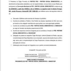 VINHEDO: Partido PSD convoca filiados para Convenção Municipal