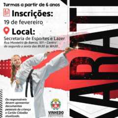 VINHEDO: Secretaria de Esportes e Lazer abre as inscrições para as vagas remanescentes de Karatê