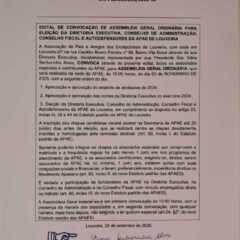 LOUVEIRA: Edital de Convocação – Assembleia Geral Ordinária da APAE