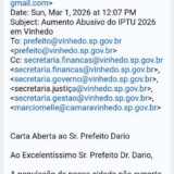 VINHEDO: Movimento contra aumento do IPTU publica carta para Prefeito e Secretários