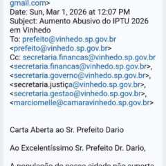 VINHEDO: Movimento contra aumento do IPTU publica carta para Prefeito e Secretários